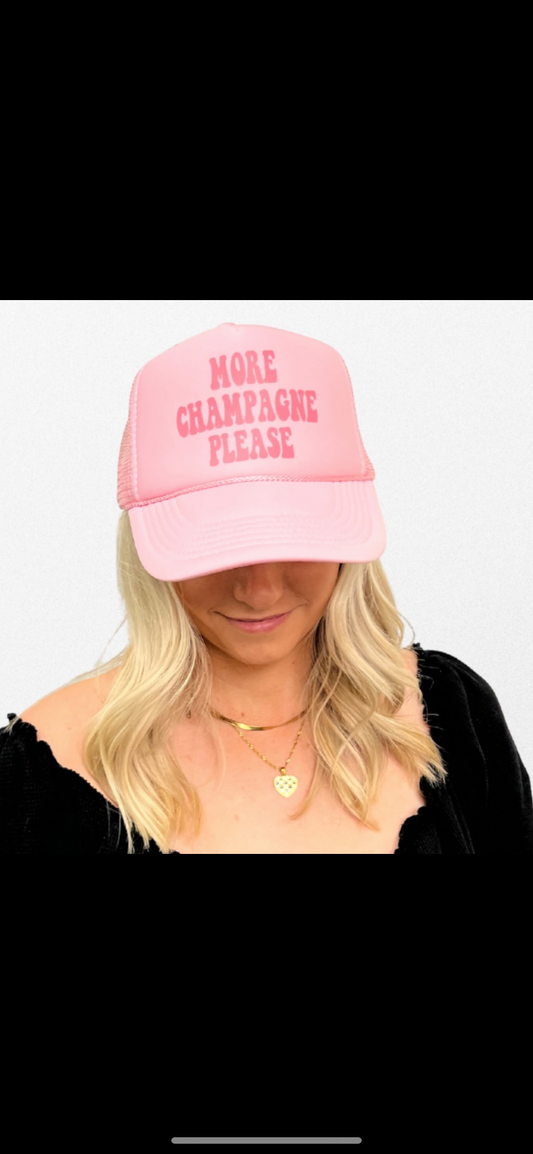 Pink More Champagne Please Trucker