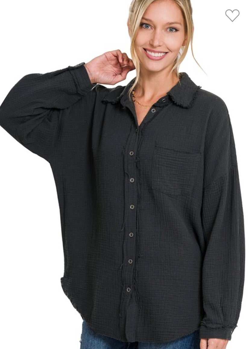 Gauze Button Up Shirt