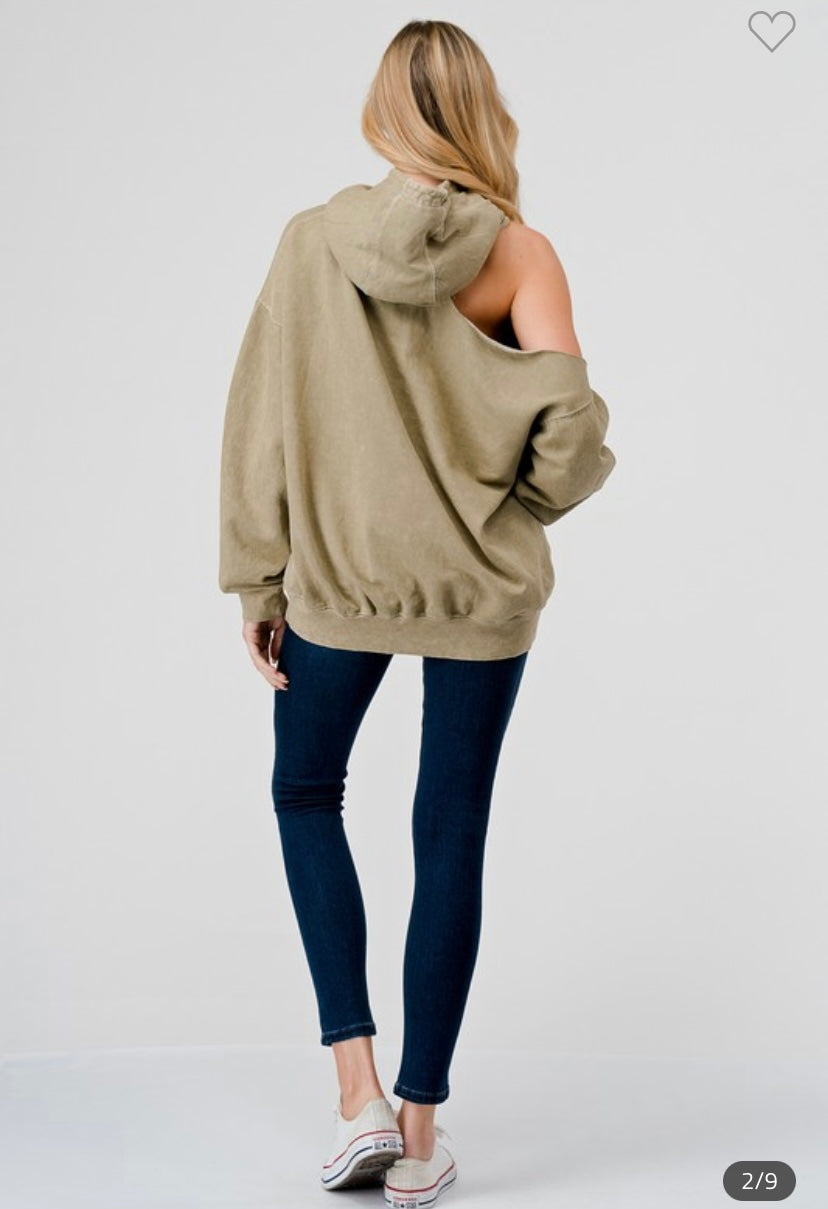 Olivia Cold shoulder Hoodie The Blonde Bar Salon Boutique