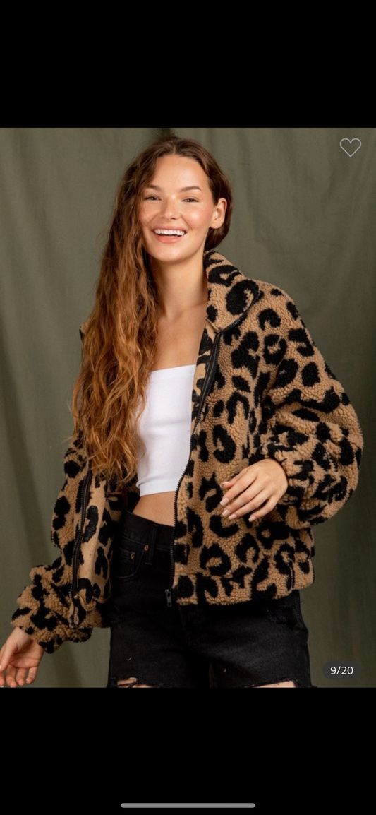 Cody Leopard Sherpa Jacket